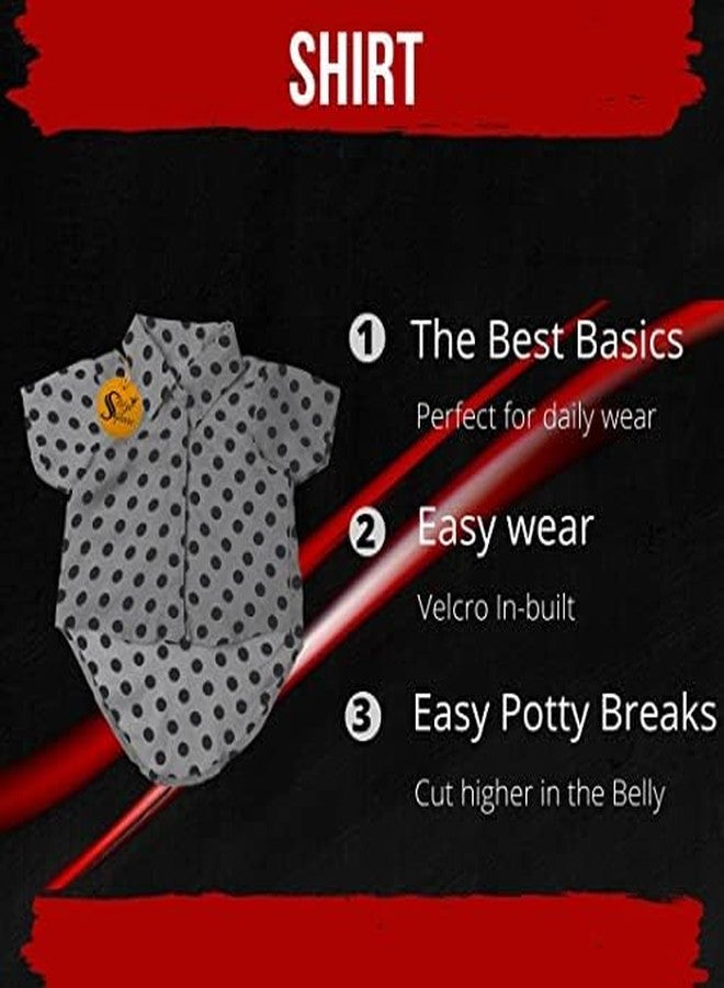 Sage Square Crazy Printed Dog T-Shirt, Trending T-Shirt, Ultra Soft & Light Weight Vest, Comfortable, Breathable Dog Apparel, Fashion Outfit (Large - 20 inch) (Polka Grey) - Image 2